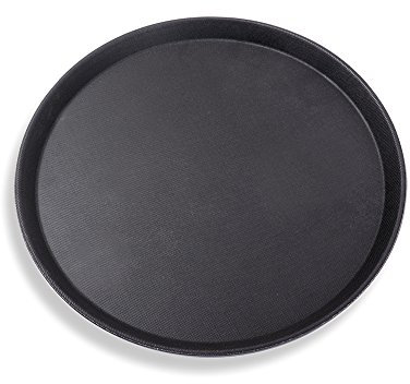 Schramm® Gastro Tray 35x2cm Rond Noir avec revêtement antidérapant Bord Haut Plateau de Serveur Plateau de Serveur Gastro Tray