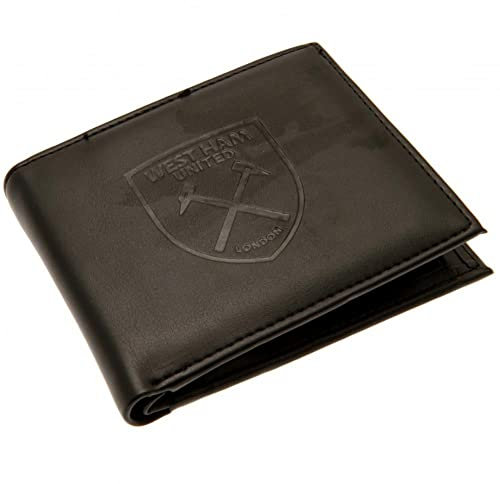 West Ham United F.C. Geldbörse mit Prägung, offizielles Lizenzprodukt, Schwarz , Klassisch