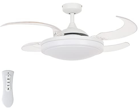 FANAWAY Deckenventilator Evora, Ventilator mit Beleuchtung, Deckenlüfter mit ausklappbaren Flügeln, Ø 94 cm