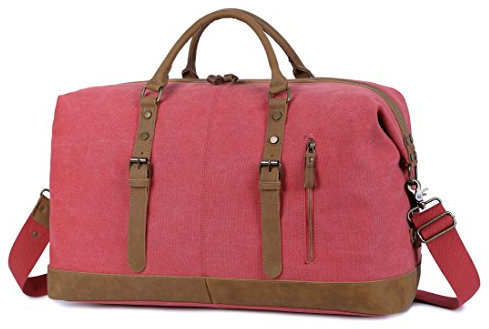 EverVanz Übergroßer Reisetaschen, Wochenend Tasche, Seesack, Vintage Handtasche, Segeltuch Lederbesatz Unisex Schultertasche