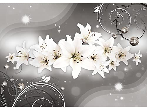 Runa Art Fototapete Blumen Lilie 352 x 250 cm Vlies Tapeten XXL Moderne Wandtapete Wohnzimmer Schlafzimmer Schwarz Weiss 9234011c