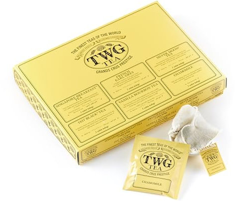 TWG Tea | Tea Taster Selection | Teebox mit 6 Sorten | Exklusive Teemischungen | 30 Handgenähte Teebeutel aus Baumwolle | Geschenkset