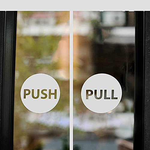 Pull Push Door Signs Stickers Shop Window Salon Bar Cafe Restaurant Office Vinyl Sign 3inch