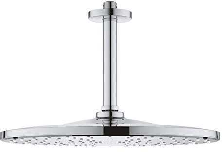 GROHE Rainshower Mono 310 Head Shower Set with 310mm Ceiling-Mounted Shower Head and 142mm Shower Arm, Water-Saving, Round Shape in Chrome Made in Germany 26560000