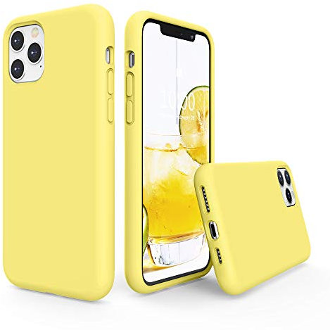 SURPHY für iPhone 11 Pro Max Hülle Silikon, Handyhülle iPhone 11 Pro Max Flüssigsilikon 6,5 Zoll mit Futter aus Mikrofaser, stoßfest Protective Case Schutzhülle, Gelb