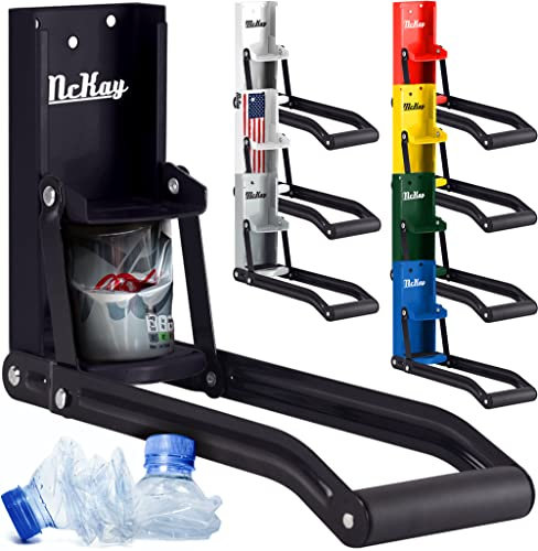 McKay 16 oz. Metal Can Crusher, Heavy-Duty Wall-Mounted Smasher for Aluminum Seltzer, Soda, Beer Cans and Bottles for Recycling - Black