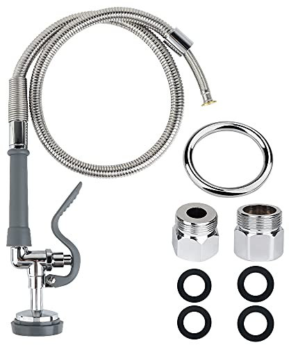 KWODE Kommerzielles Spülbecken-Sprühventil mit Schlauch, 111,8 cm, kommerzielle Spüle, Schlauch-Ersatz-Set für kommerzielle Küchenspüle, Wasserhahn (kostenloser Messingadapter zum Anschluss von