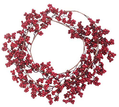 SOIMISS Roter Beerenkranz Künstlicher Türkranz Wandkranz Festliche Girlande Dekoration für Neujahr Weihnachtsfeier Hochzeit Frühling Wohnzimmer Haustür Dekor Wandbehang Ornament