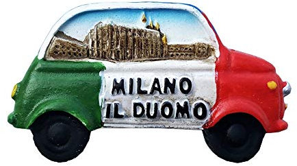 Milan Italy 3D-Kühlschrankmagnet, Auto-Form, Souvenir, Geschenk, handgefertigt, Heim- und Küchendekoration, Mailänder Kühlschrank-Magnet-Kollektion