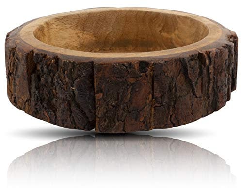 Beautiful Handmade 17 cms Decorative Wooden Snack Serving Bowl For Dry Fruits Chips Coffee Table Countertop Display Key Bowl Tableware Kitchen Living Room Home Decor Accents Dinnerware