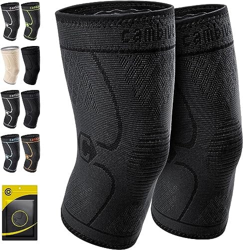 CAMBIVO Knee Support Men/Women 2 Pack, Knee Brace Compression Knee Sleeves for Running, Gym, Weight Lifting, Hiking, Walking, Sports, Volleyball (Black, M)