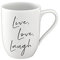 Villeroy & Boch - Statement, Becher mit Henkel, Live Love Laugh, 280ml, Premium Porzellan, weiß