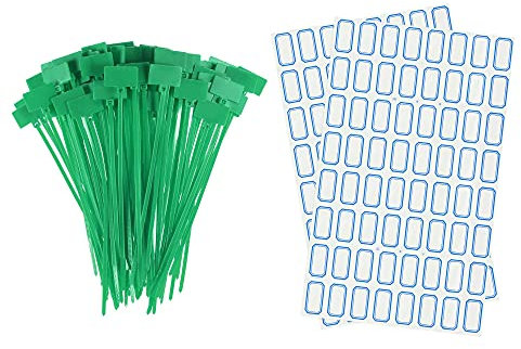 sourcing map 100Stk Nylon Kabelbinder Tags Etiketten Marker Selbstsichernd zum Markieren Organisieren Grün