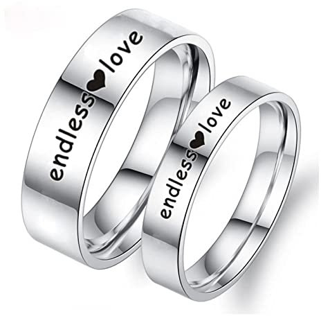 Aotiwe Ring Paar, Claddagh Ring Herren Herz mit Gravur endless Love Edelstahl Liebe Hochzeitstag Silber W 60 &M 70