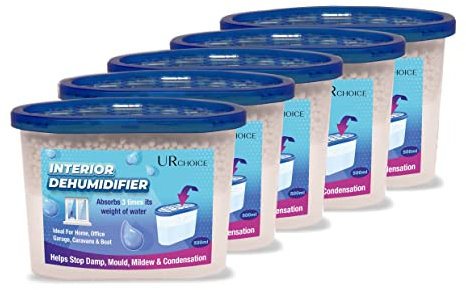 UR CHOICE Dehumidifier 500ml Pack of 20, Moisture Absorber & Condensation Remover for Damp, Mould, Musty Smell, Disposable Interior Dehumidifiers for Home, Bedroom, Kitchen, Wardrobe, Bathroom
