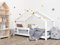 Benlemi Hausbett mit Rausfallschutz LUCKY 90x200 cm Weiß Bettenhaus mit Lattenrost/Rollrost aus Massivholz für Kinder- und Jugendzimmer Spielbett