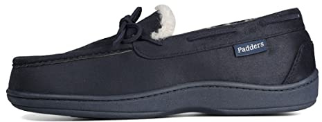 Padders Mens Slippers G Fit Side Stitched Washable - Navy Microsuede Size 11