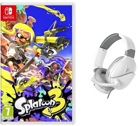 Splatoon 3 (Nintendo Switch) + Turtle Beach Recon 200 Gen 2 White Amplified Gaming Headset - PS4, PS5, Xbox Series X|S, Xbox One, Nintendo Switch & PC