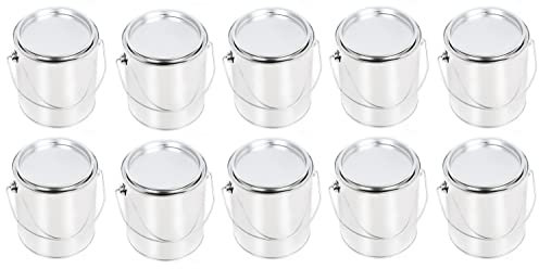 BenBow Weißblecheimer 100x 2,7 L mit Eindrückdeckel - luftdicht, undurchsichtig, leer, rund - Aufbewahrungsbehälter mit Metallhenkel