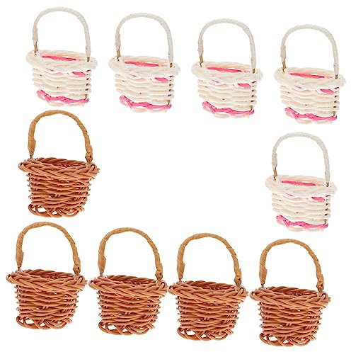 Abaodam 30 Stück Mini-Mülltonnen Für Kinder Kunststoff-Paletten-Snacks Winzige Osterkörbe Mini-Hausdekorationen Mini-Körbe Für Gastgeschenke Bambus-Verpackungskorb Im Landhausstil