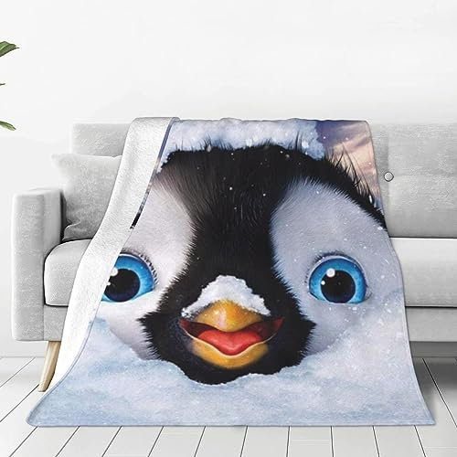 Cartoon Cute Pinguin Blanket Ultra-Soft Micro Fleece Blanket Super Warm Flanell Blankets Lightweight Throw Blankets Air Conditioner Blanket for Office Home Bed Sofa 60x50
