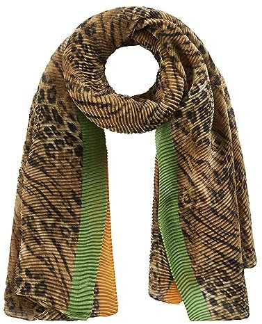 CODELLO Damen Plissierter XL-Schal aus recyceltem Polyester mit Leo-Print