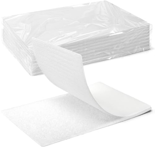 Art3d 8 Sets Hook and Loop Tape Sticky Back, 4 in. x 6 in. Double-Sided Command Adhesive Strip Heavy Duty, White