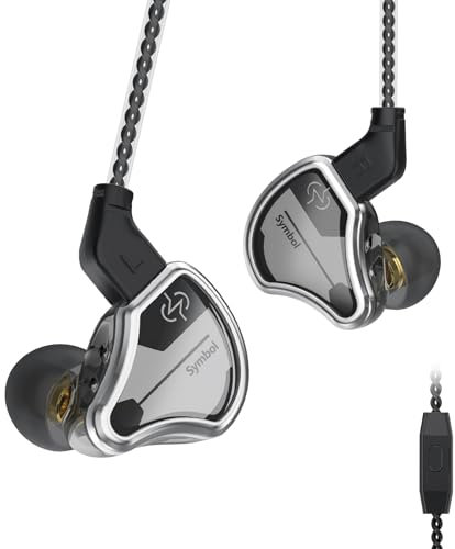 In Ear Monitor Wired Headphone, CCZ BC02 Dynamic Driver Bass Wired Headphone, Professional Hifi Earphone,Stereo Sound IEM Earbuds Earphone,CCZ In Ear Monitor for System (Silver Black, with MIC)