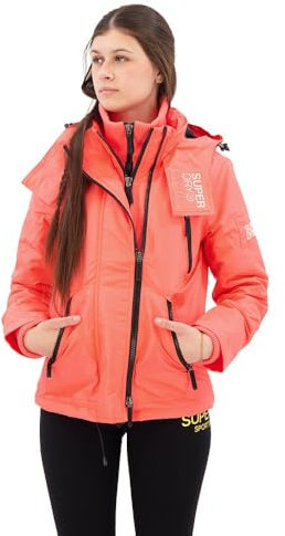 Superdry Veste coupe-vent Mountain pour femme avec capuche Hyper Fire Pink 34, Hyper Fire Pink, XXS