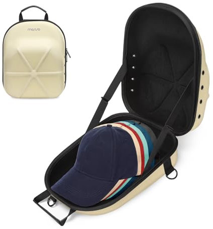 MOSISO Harte Tragen Hut Reiseetui für Baseballkappen, Groß Hat Organizer Aufbewahrungs Tasche für 7-8 mit Schultergurt, Kappen Trägerhut Halter Schützt für Reisen & Hause Lagerung,Khaki