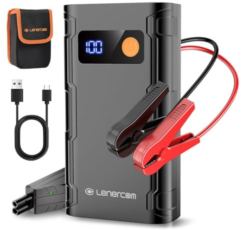Starthilfe Powerbank, 2250A Auto Starthilfe für 12V Fahrzeuge (Bis zu 8.5L Benzin/5.0L Diesel), 12V tragbare Autobatterie Booster, Batterie Jump Starter mit Starthilfekabel