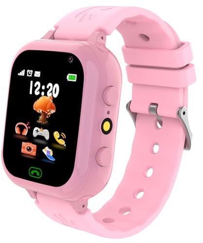 Ruopoem Smartwatch Kinder mit SIM Karte, Kinderuhr Telefon mit Anruffunktion SMS 25 Spiele SOS Kamera Musik Wecker Schrittzähler HD Touchscreen, Kinder Smartwatch Geschenke für Mädchen Jungen