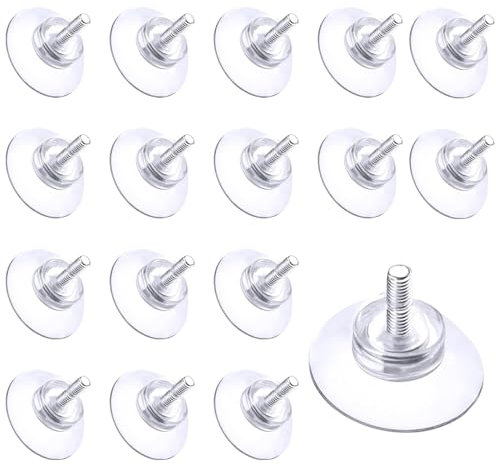 Magiho Ventouse Vitre Fileté, 16 Pièces Ventouse Table en Verre, Transparent Petite Ventouse, Ventouses Fileté pour une Utilisation Dans la Cuisine, la Salle de Bain, les Fenêtres, les Miroirs