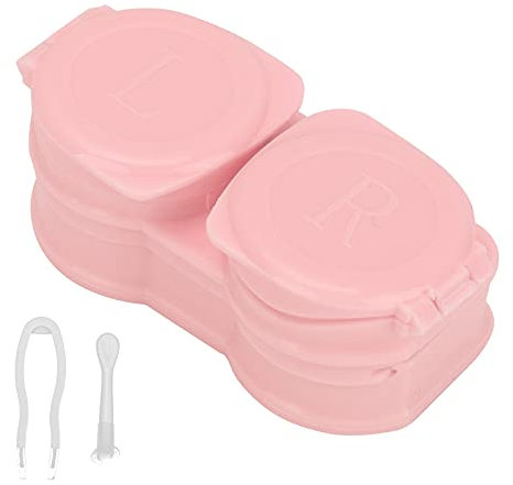 Verdant Touch Contact Lens Soak Storage Kit Portable Contact Lens Case Kit with Tweezers, Dustproof Storage Container, Travel Holder, Stick Remover Tool, Pink