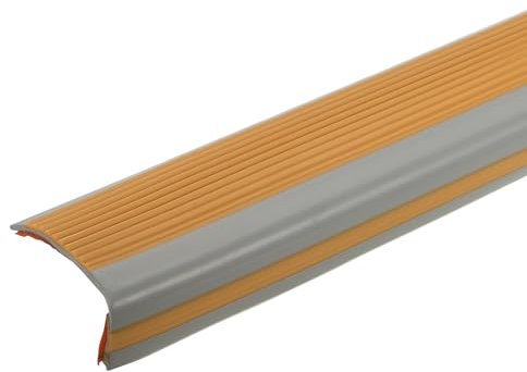 QUARKZMAN Nez de Marche de 5 Pi, Profilé de Bord de Marche en PVC de 2,5 mm Auto-Adhésif, Protecteur de Bords d'Escalier en Forme de L pour Escalier Intérieur et Extérieur, Marron/Gris