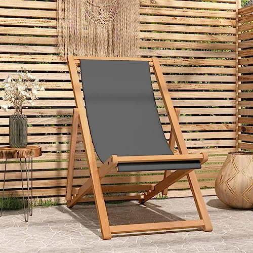 Willood Strandstuhl Klappbar Teak Grau Massivholz
