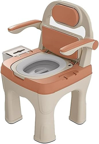 Deluxe bariatrischer Nachttisch-WC-Stuhl mit weicher Rückenlehne und gepolstertem Toilettenstuhl für Erwachsene (Farbe: Braun)