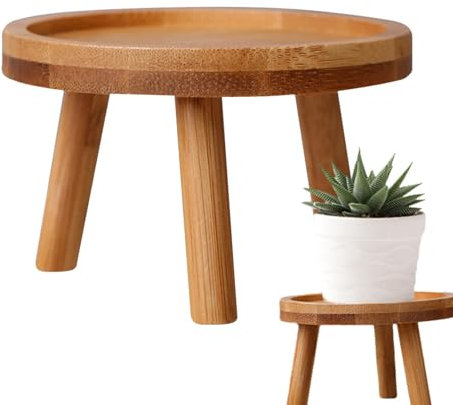 Wooden Stool - Wooden Plant Stands, Wooden Stool Display Stand, Plant Table, Side Table for Living Room, Indoor Plant Stand, Small Bedside or Bathroom Table