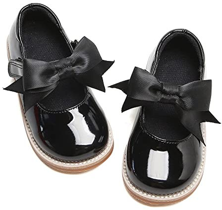 Kiderence Flache Abendschuhe für Mädchen, Schul-Oxford-Schuhe, Marry Jane (Kleinkind/Kleinkinder) Schwarz 30