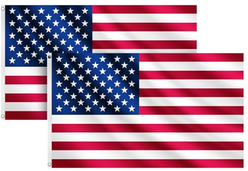 COCOSY 2 bandiere americane – 90 x 150 cm 100% poliestere bandiera USA con occhielli in ottone, resistente alle intemperie e durevole per sport e celebrazioni