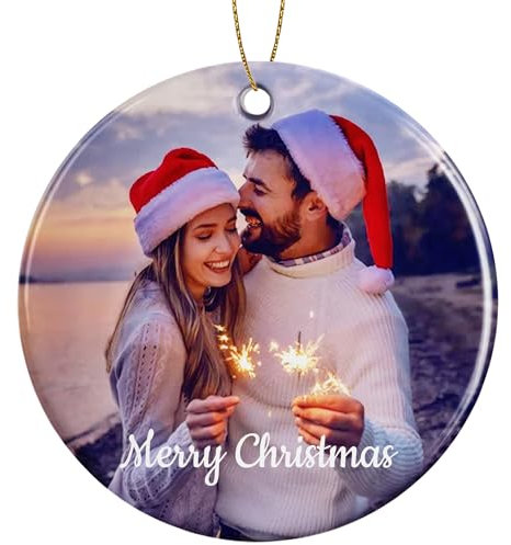 Rainsar Personalisierte Weihnachtskugeln, Christbaumschmuck Personalisiert, Individuelles Foto Ornament Namen, 2024 Weihnachtsanhänger für Familie Freundin Freunde
