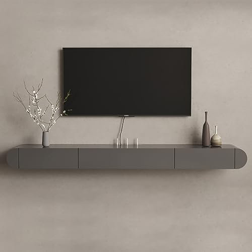 WLCNYL Schwebender TV-Ständer, an der Wand montierter Medienkonsolentisch mit 3 Schubladen, modernes TV-Regal für Schlafzimmer, Wohnzimmer, Flur, für 32-75-Zoll-Fernseher (Farbe: Grå, Größe: 160 x