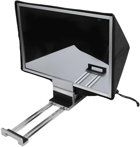 TP16 Foldable Aluminum Teleprompter, 16 Inch HD Transparent Glass, Foldable Design, Remote Control Camera Teleprompter for DSLR Cameras, Camcorders, Webcams, for Live Streaming