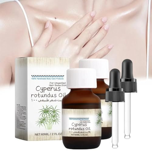 Generic Cyperus Rotundus-Öl, 60 ml, rein und natürlich, gelb, geruchlos, Uni-Erwachsene, Haarentfernung und feuchtigkeitsspendend, 2 Stück