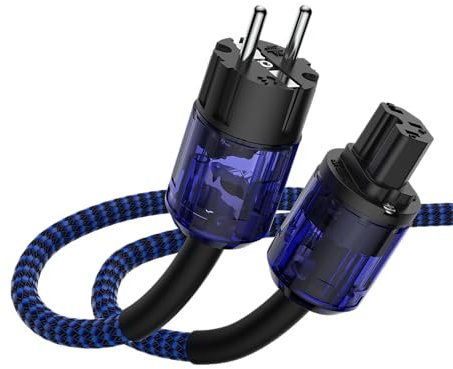 Brollitest High End HiFi Netzkabel C15 Stromkabel mit EU IEC Schuko Stecker für Audio, Verstärker, Subwoofer, Filter, DV/AV (1M)