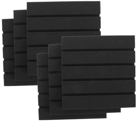 BESTonZON 6 Pièces Coton D'isolation Phonique Coussinets D'isolation Acoustique Panneaux D'isolation Acoustique Panneaux D'insonorisation Panneau Insonorisant Polyuréthane Black