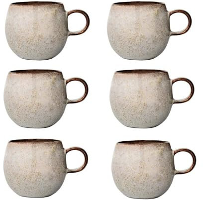 Bloomingville 6x Sandrine Tasse grau 500ml Keramik Kaffetasse Kaffeepot Teetasse groß dänisches Design