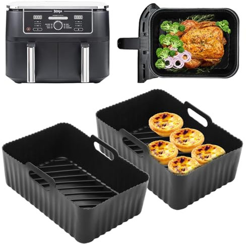 Ninja Air Fryer Liners, 2 Pack, Silicone, Reusable, for Ninja Double Stack XL 9.5L Air Fryer AF400UK, AF451UK