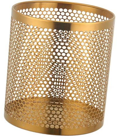 LOVIVER Poubelle Poubelle Corbeille à papier Pratique Facile à nettoyer Poubelle en maille Corbeille à papier pour chambre à coucher Dortoir Salle de bain, or