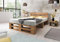 Lermowood Palettenbett M2 aus Holz 160 x 200 cm Eiche mit Kopfteil Holzbett 30cm Stabiles Seniorenbett Kinderbett Jugendbett Gästebett erhöhtes Einzelbett Bettgestell Futonbett Komforthöhe Naturholz